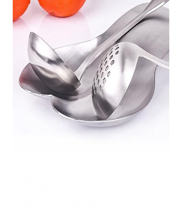 1Pc Kitchen Soup Spoons Holder Stainless Steel Double Standing Scoop Holder