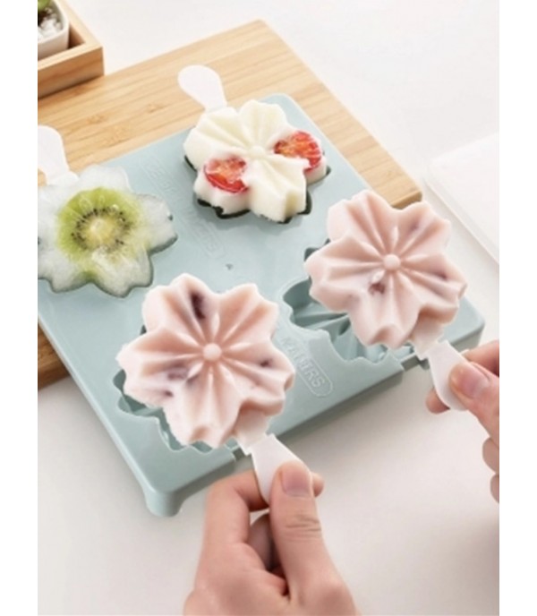 4 In 1 Homemade Ice Cream Mold Cute Design Ice Popsicle Maker Mold