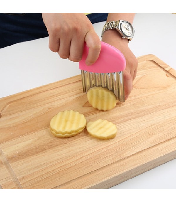 Stainless Steel Crinkle Potato Slicer Wavy French Fry Cutter Chopper Kitchen Gadgets